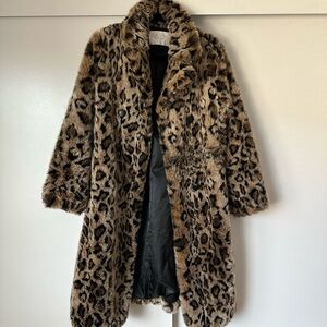 *reserved* Zara Leopard Print Faux Fur Coat